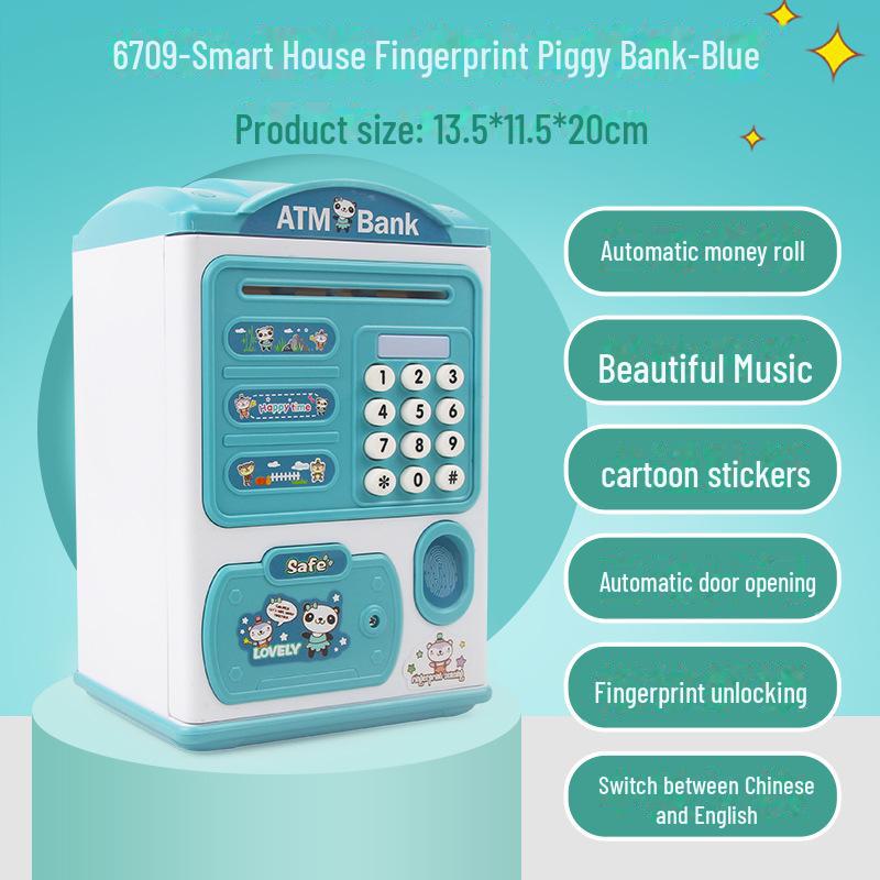 Automatic ATM Piggy Bank Toy with Fingerprint Sensor - Children's Birthday Gift