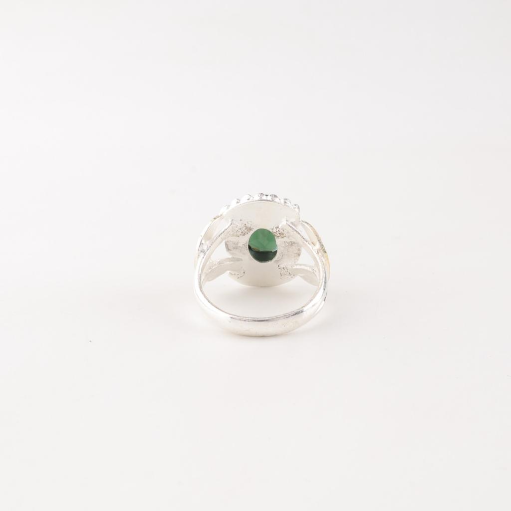 Green Tourmaline Gemstone 925 Sterling Silver Jewelry Handmade Tow Tone Ring RR-61-4