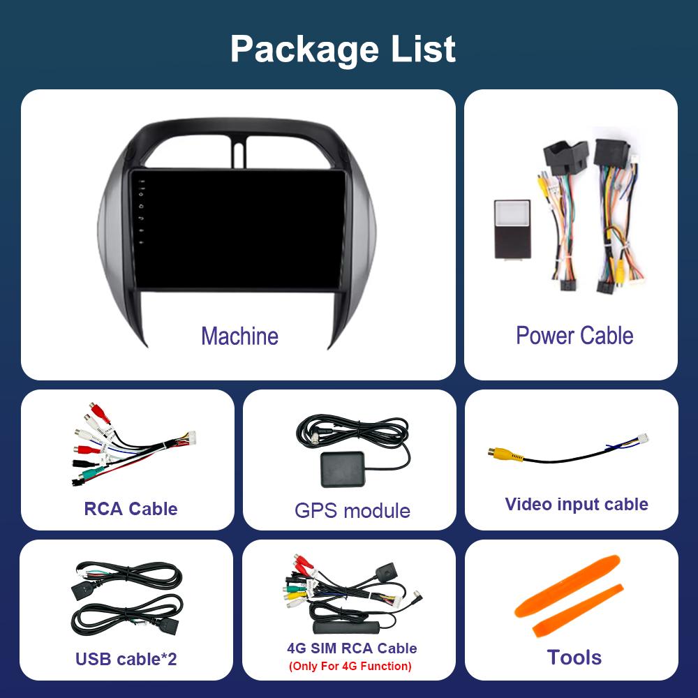 Android OS Car Radio Multimedia Player 9'' for TOYOTA RAV4 2003 - 2005 DSP Stereo 4G WiFi BT Navi GPS QLED Screen Cooling Fan