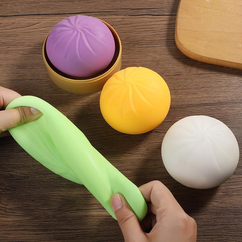 Squeeze Fun Dumpling-shaped Stretchy Toys with Steamer Soft Stress Relief Squeeze Ball Kids Birthday Party Favors Christmas Gift