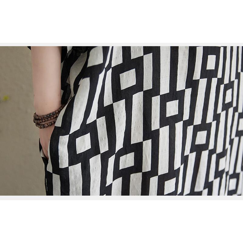 DIMANAF 2025 New Women Plus Size Summer Casual Dress Vintage Long Dress Loose Maxi Basic Printing Holiday