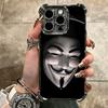 Anonymous V Mask Plating Phone Case For Iphone 16 17 Pro Max Air 16E 14 15 Plus 12 13 Mini Anti-Fall Airabag Cover