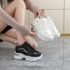 College Style Platform Leather Sneakers 22 Autumn and Winter New Lace-up Golden Dad Shoes Large Size Casual Shoes
