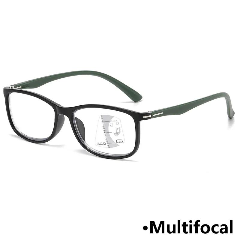 

Прогрессивные мультифокальные очки для чтения для мужчин и женщин с квадратной оправой, деловые очки Urltra-Light для дальнего зрения, очки с защитой от синего света +400