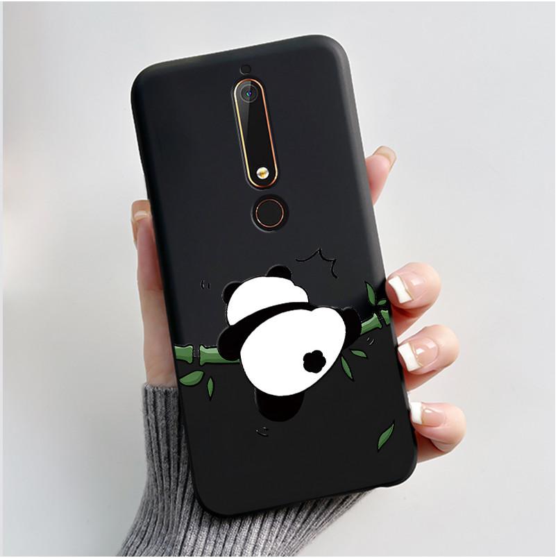 Custodia Carina Per Nokia 6.1/Nokia 6.1 Plus/Nokia X6/Nokia6 Guscio Stampato Cover Protettiva Morbido Silicone Cartone Animato Nera Custodia