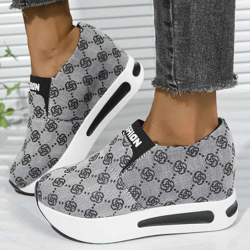 Fashion Classic Flower Embroidery Sneakers Women 2025 Non Slip Lightweight Walking Sports Shoes Woman Letter Print Platform Shoes Mujer