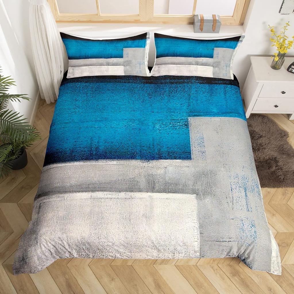 Ombre Duvet Cover for Kids Boy Girl,Colorful Oil Painting Bedding Set King, Abstract Art Artwork Comforter Cover with Pillowcase