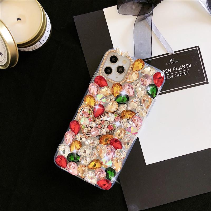Iphone17Promax Case Is Suitable For Apple 16 Rhinestones 14 Love 14 Dazzling Colors 11 Pro High-End