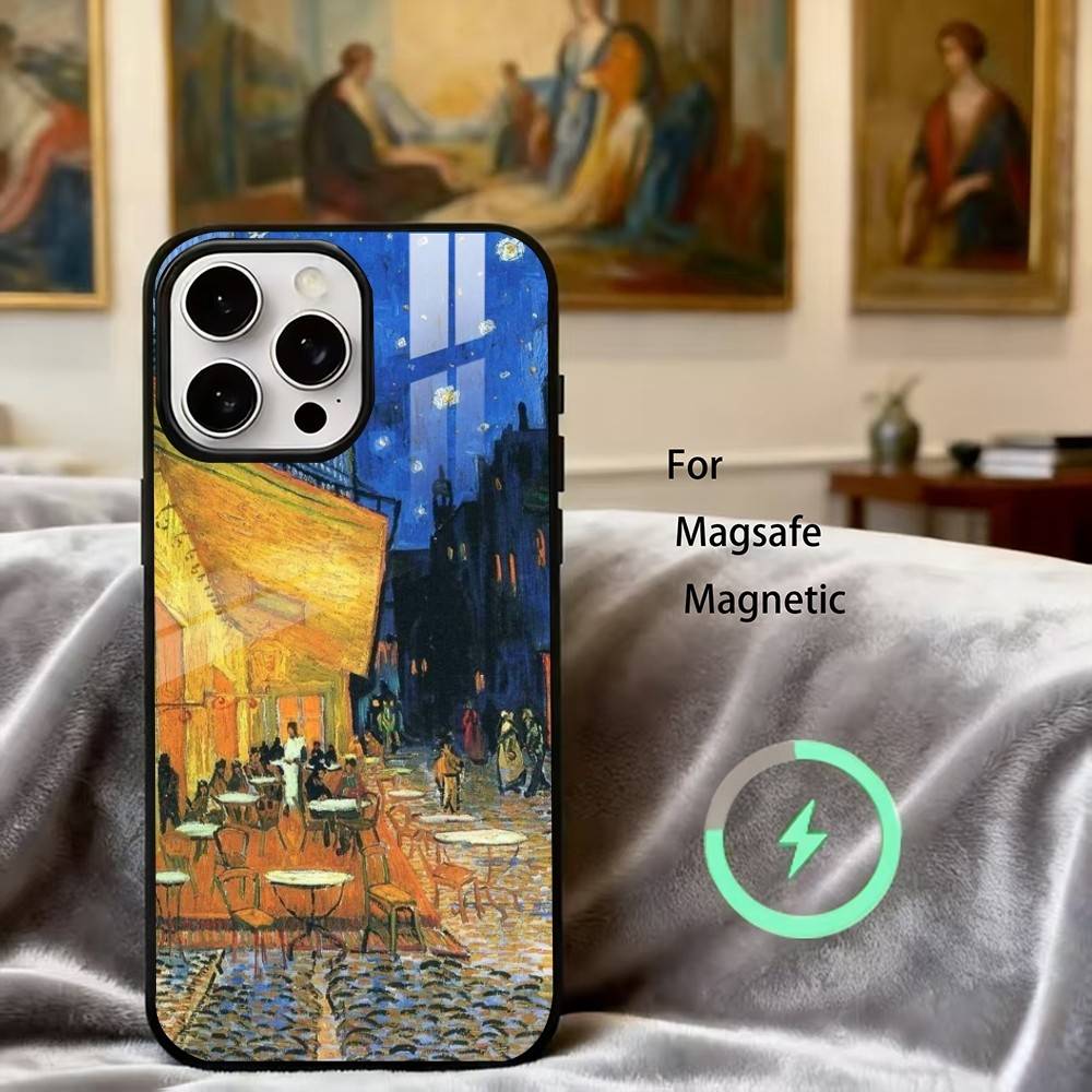 

R-Retro V-Van G-Gogh O-Oil P-Painting Phone Case For iPhone17,16,15,14,13,12,11 Plus,Pro Magnetic For Magsafe Wireless Charging iPhone14PRO