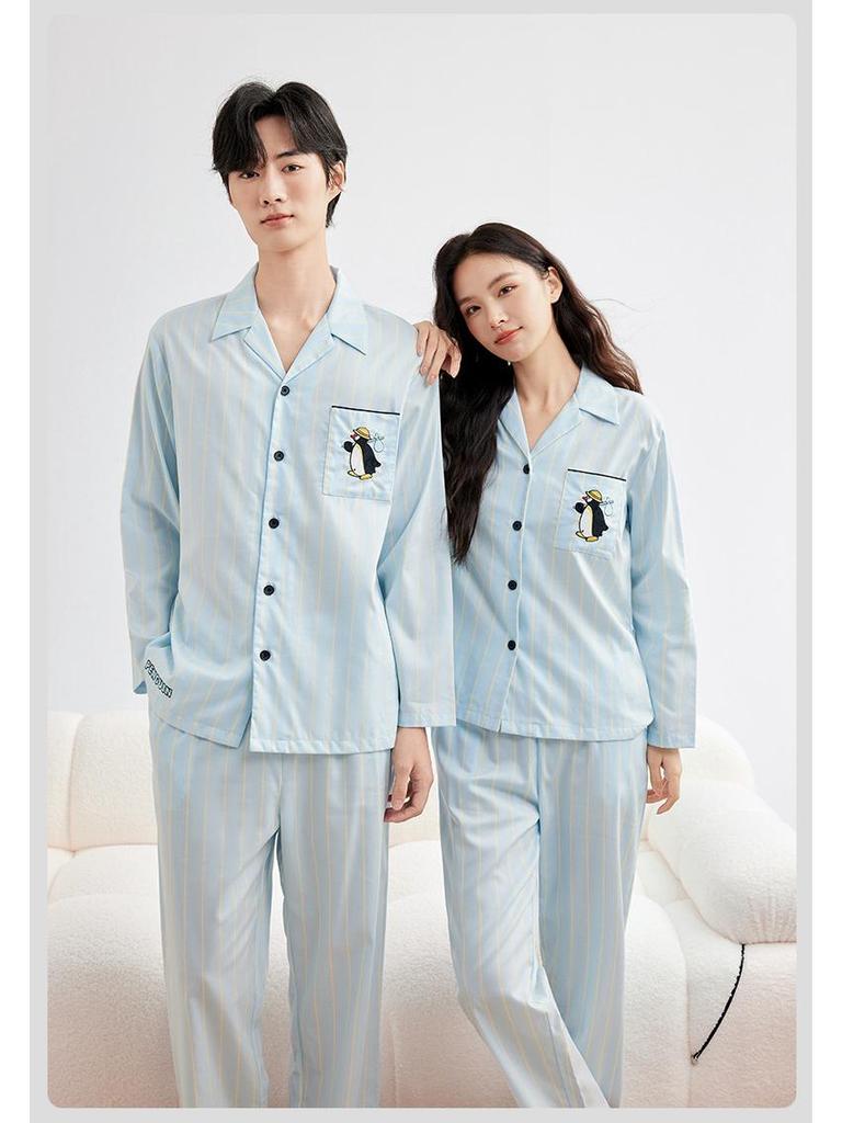 Women's Tencel Cotton Lyocell Pajama Set – Long Sleeve, Long Pants, Wearable Outdoors, Simple Homewear for Couples. Suitable for Spring & Autumn.