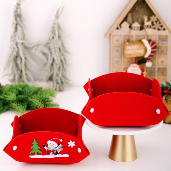 Christmas Foldable Candy Holder Tray, Non Woven Fabric Snacks Treats Storage Box for Holiday Party Supplies