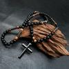 Handcrafted Crosses Pendant Jewelry Brown Tigers Eye Stones Unisex Daily Wear Mens Jewelry with Silver Spacers