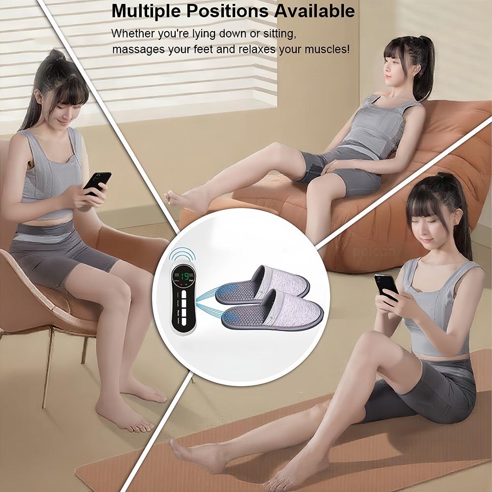 Tuhopeta Rechargeable Foot Massager Slippers EMS TENS Electrical Pulse Therapy Pain Relief Slip Home Use Removable Pad Feet Care