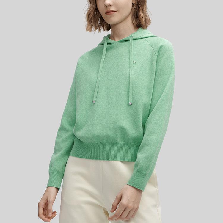 Fila Solid Color Simple Casual Comfortable Hoodie Women Hoodies Emerald-Green F11W414411F-DG