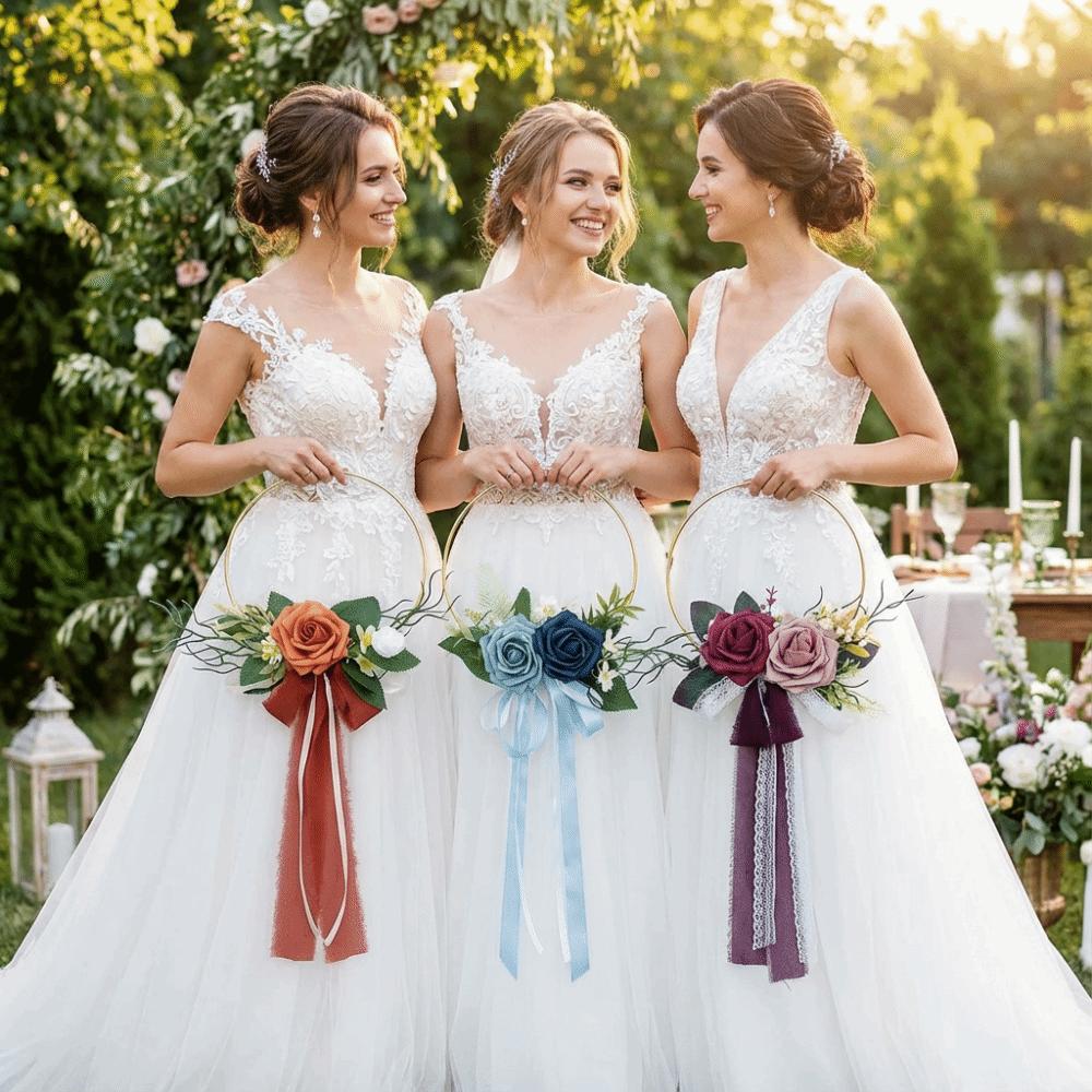 Romantic Artificial Rose Garland Handheld Wedding Decor Wreath  Wall Decoration