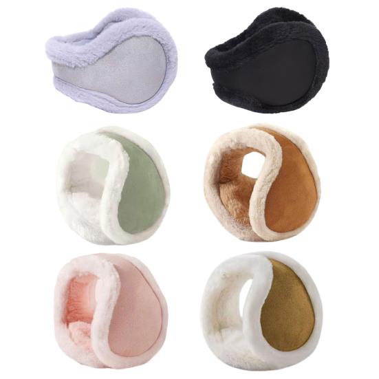 Plush Earmuffs Solid Color Winter Warmth Foldable Plush Ear Muffs with Elastic Adjustable Headband Cold Weather Ear Covers