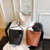 Women's Crossbody PU Leather Bucket Bag - Solid Color, Versatile Shoulder & Underarm Style