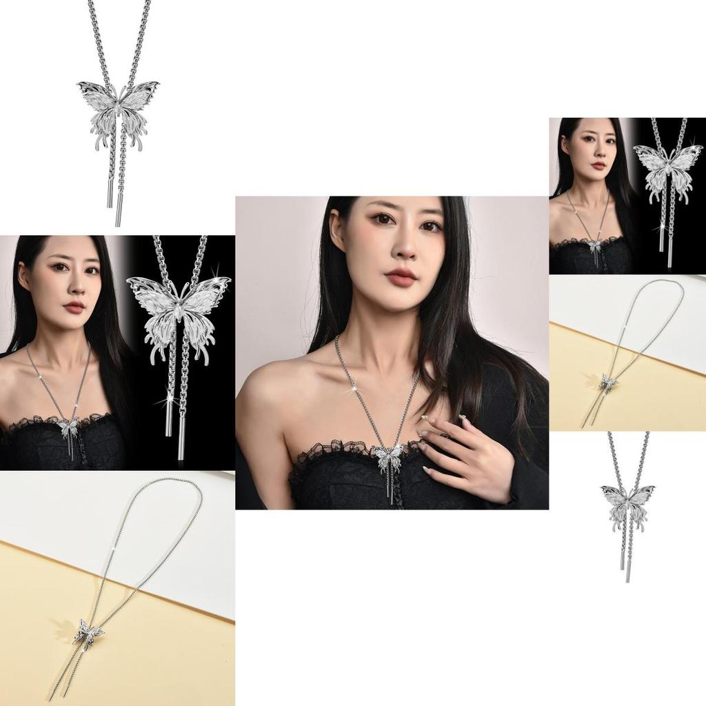 Stylish Butterfly Pull Necklace For Women In Luxurious Titanium Steel Design