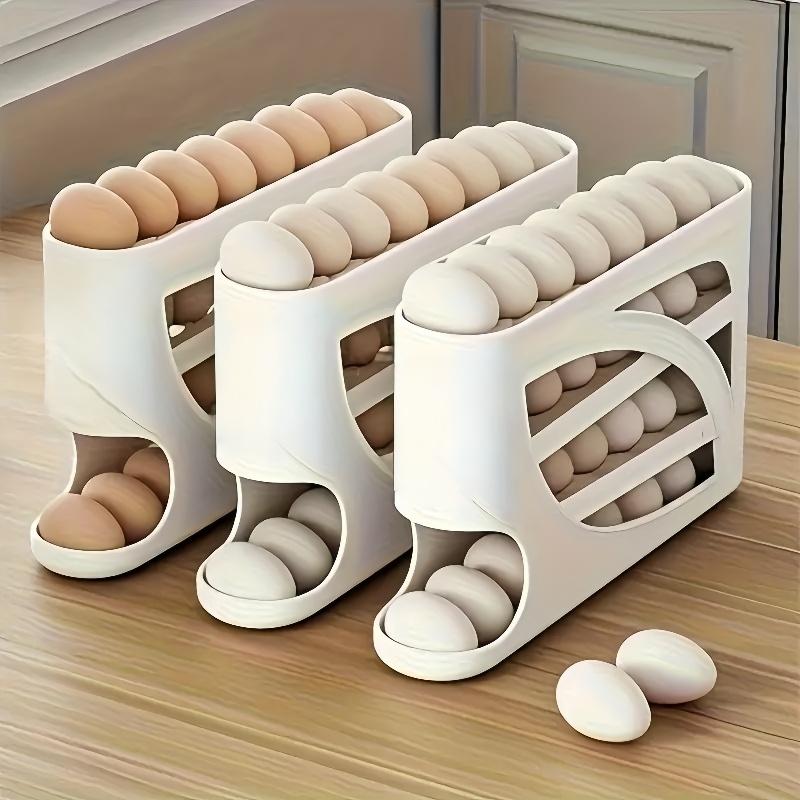 One automatic egg filling rack for the refrigerator. It slides down automatically. Saves effort and space. Large capacity