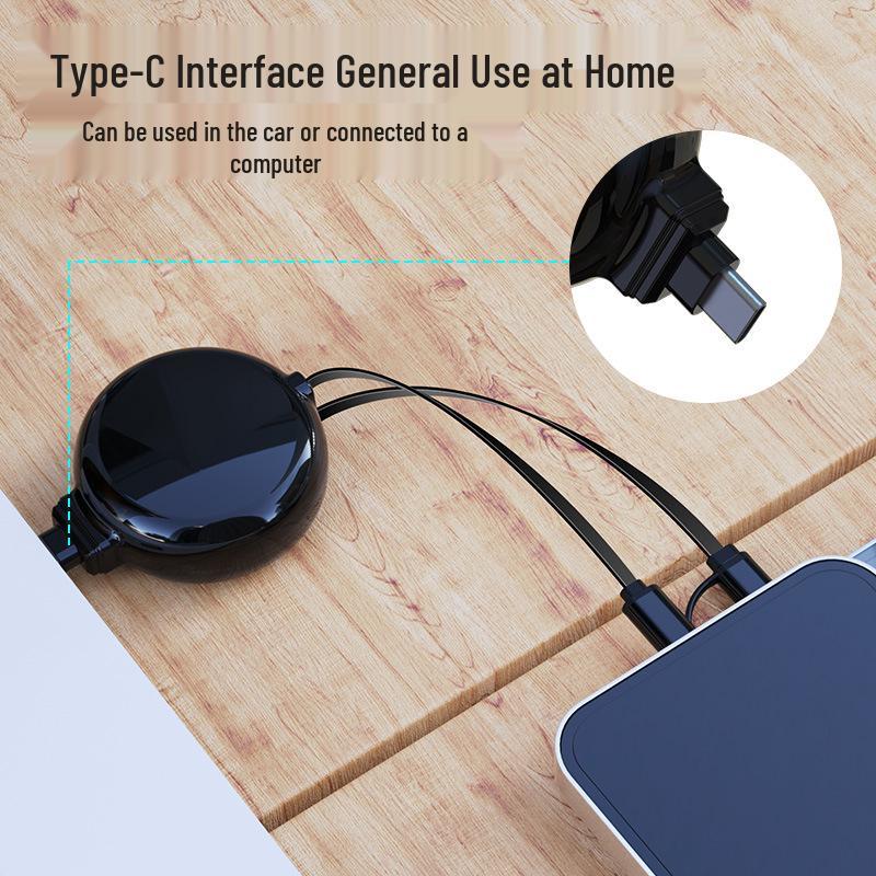Three-in-One Retractable USB Charger: Fast Type-C Charging Cable for Apple, Huawei, and More
