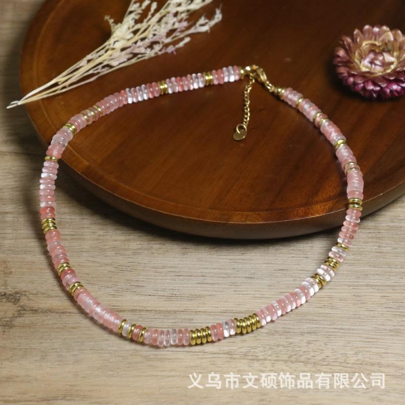 

Rainbow Mix Gemstone Heishi Choker Necklace – Gold Accent Dainty Boho Jewelry, Joy Energy Gift for Women красный