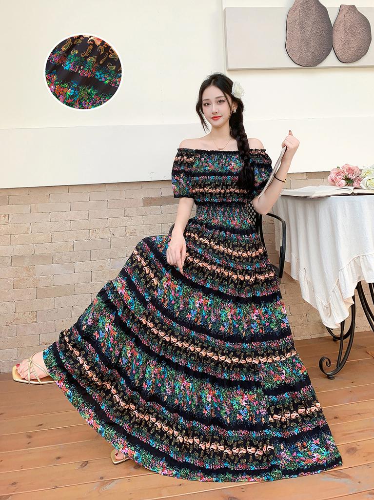 Seaside vacation beach dress cotton floral dress female shabahemi muslim