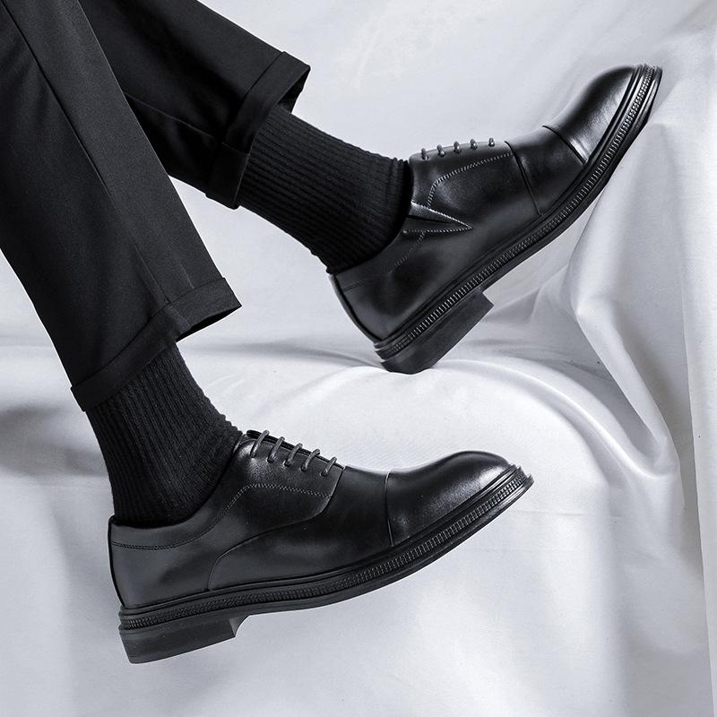 Men'S British Business Dress Leather Shoes Men'S Pointed Head Lace-Up Fashion Men'S Single Shoes 19981-R