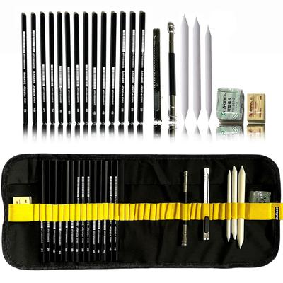 22 Pieces Professional Sketching & Drawing Art Tool Kit with Graphite Pencils, Charcoal Pencils, Paper Erasable Pen, Craft Cutter-Lightwish