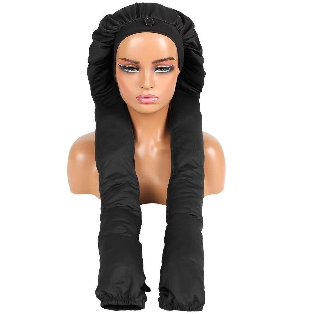 Silky Satin Satin Long Dreadlock Sleep Bonnet Long Tail Adjustable Drawstring Sleep Hair Cap Bathing Hat Lightweight Sleep Cap
