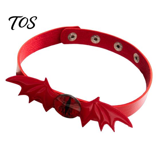 Fashion Jewelry for Girls Gothic Bat Leather Choker Necklace, Devil Eyes Collar Necklace Women Birthday Gifts Men, Adjustable Wing Clavicle Halloween