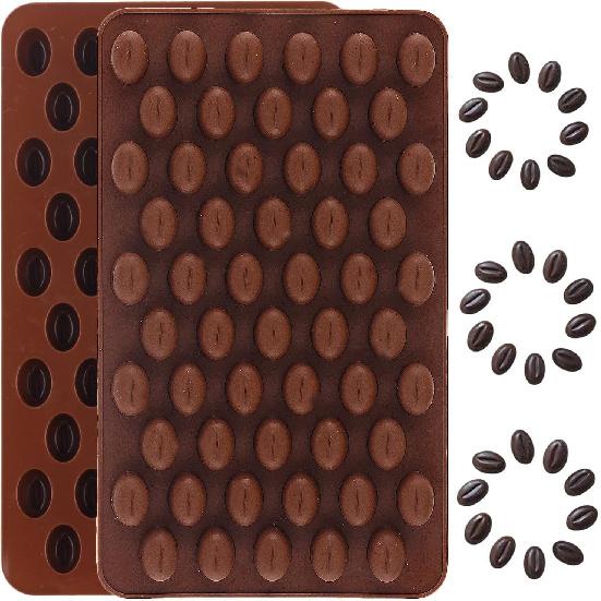 55 Cavity Mini Coffee Beans Silicone Candy Mold Coffee Bean Shaped Candy Mold For DIY Cake Decoration Set of 2