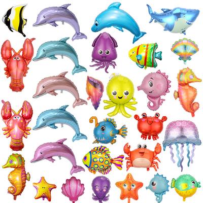 Ocean Animal Balloon Shark Balloon Party Decoration Lobster Dolphin Jellyfish Underwater World Aluminum Balloon