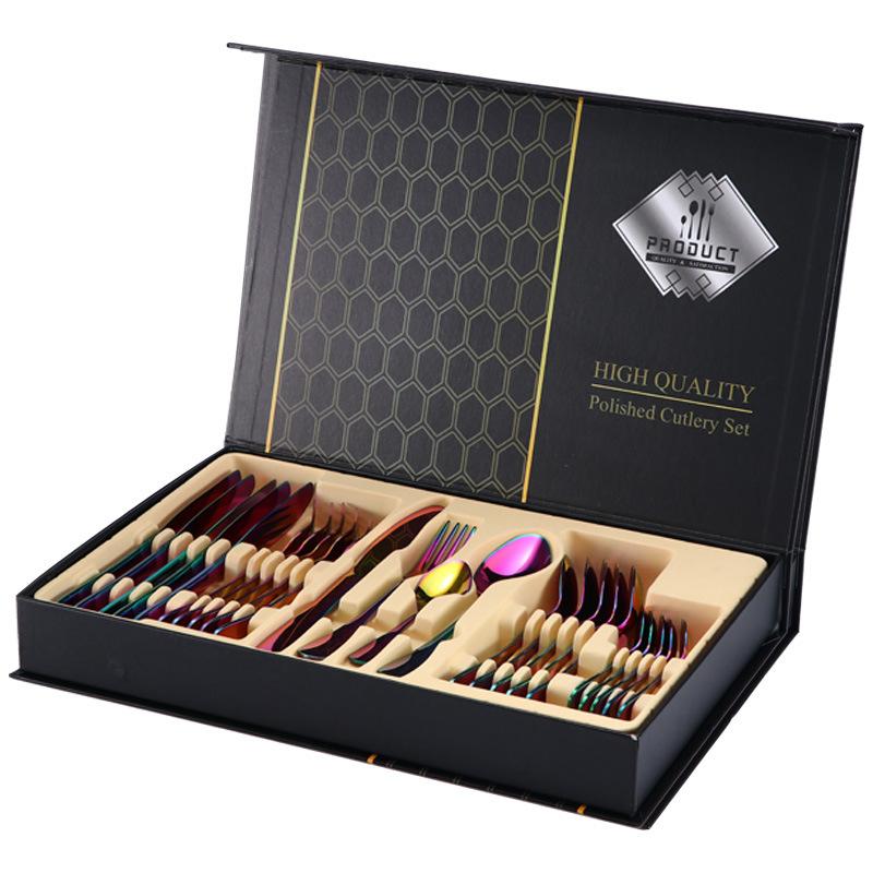 24pcs  Silverware Set with Steak Knives Forks Spoons,Stainless Steel Tableware Cutlery Service for 6,Dishwasher Safe