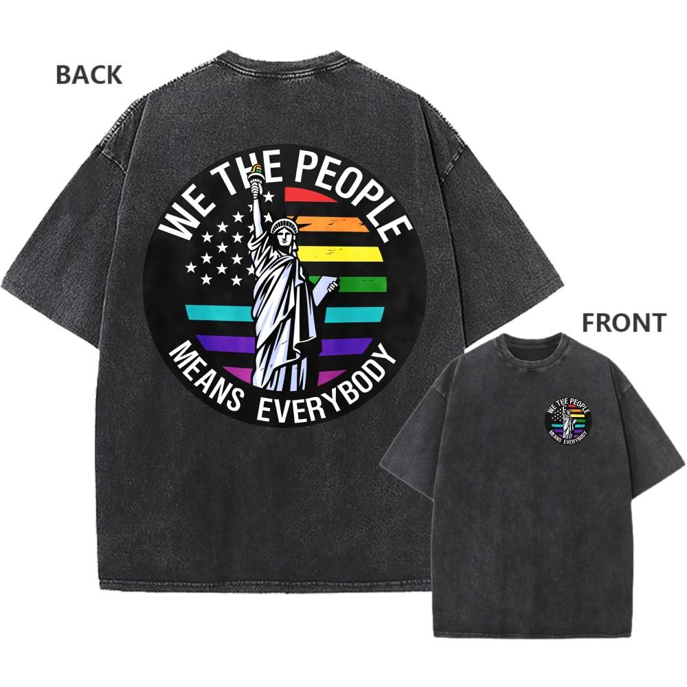 Men s Vintage Washed Cotton Oversized T-Shirt We The People Liberty Graphic Tee S разноцветный