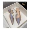 Coarse heel bag head sandals new one-word buckle temperament pointed fashion middle heel empty sandals women
