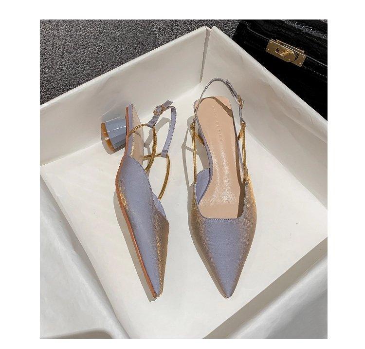 

Coarse heel bag head sandals new one-word buckle temperament pointed fashion middle heel empty sandals women 39