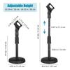 KALLORY Microphone Stand Desktop Round Base Adjustable Height 26-36cm Microphone Clip Included Lightweight Space-Saving Black
