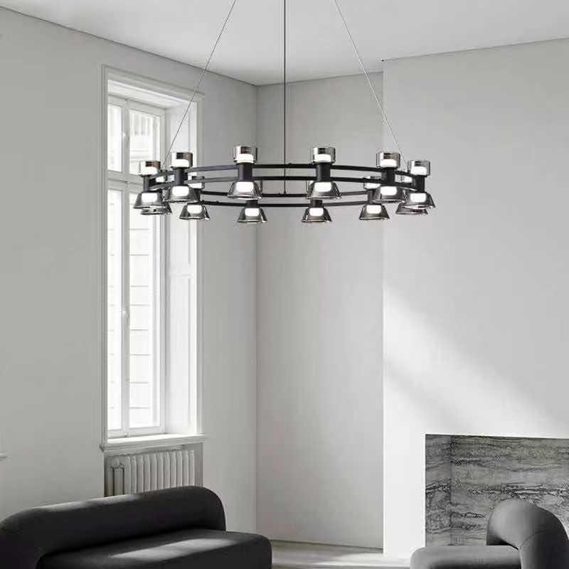 Modern Italian Minimalist Glass Chandelier for Living Room or Bar