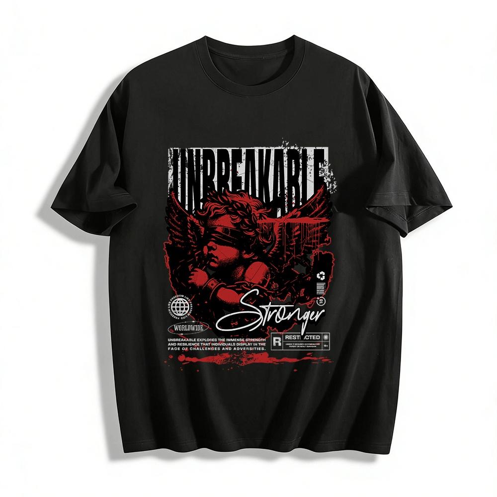 

Unbreakable Cherub Print Tee Streetwear High Street Tough Style Top Pure cotton T-shirt XXS