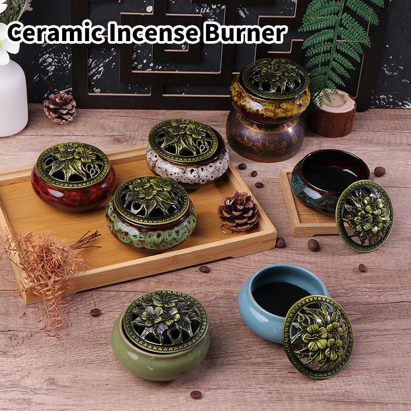 Ceramic Ice Cracking Incense Burner Coil Cone Stick Incense Burner Holder Home Ornaments Japanese Incense Burners Zen Decor