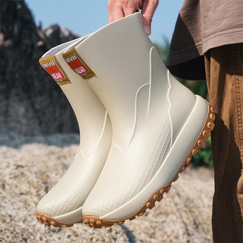 Men Rain Boots Outdoor Non-slip Light Shoes Waterproof Rubber Fishing Shoes Durable Waterproof Rubber Fishing Boots Zapatillas
