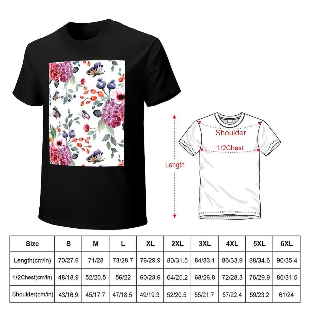Roses and Butterflies TShirt Cute Clothes Oversizeds Luxury Tshirt Anime Figures Men T Shirt
