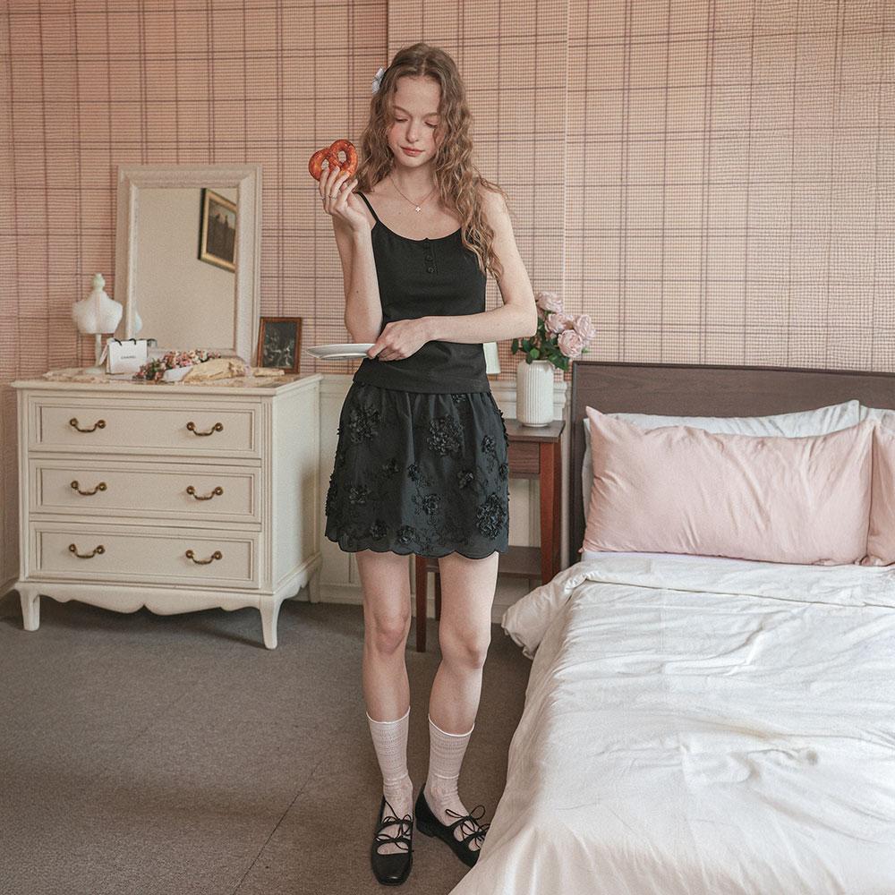 Ceme Adu Cest_Embroidered Lace Mini Skirt_Black