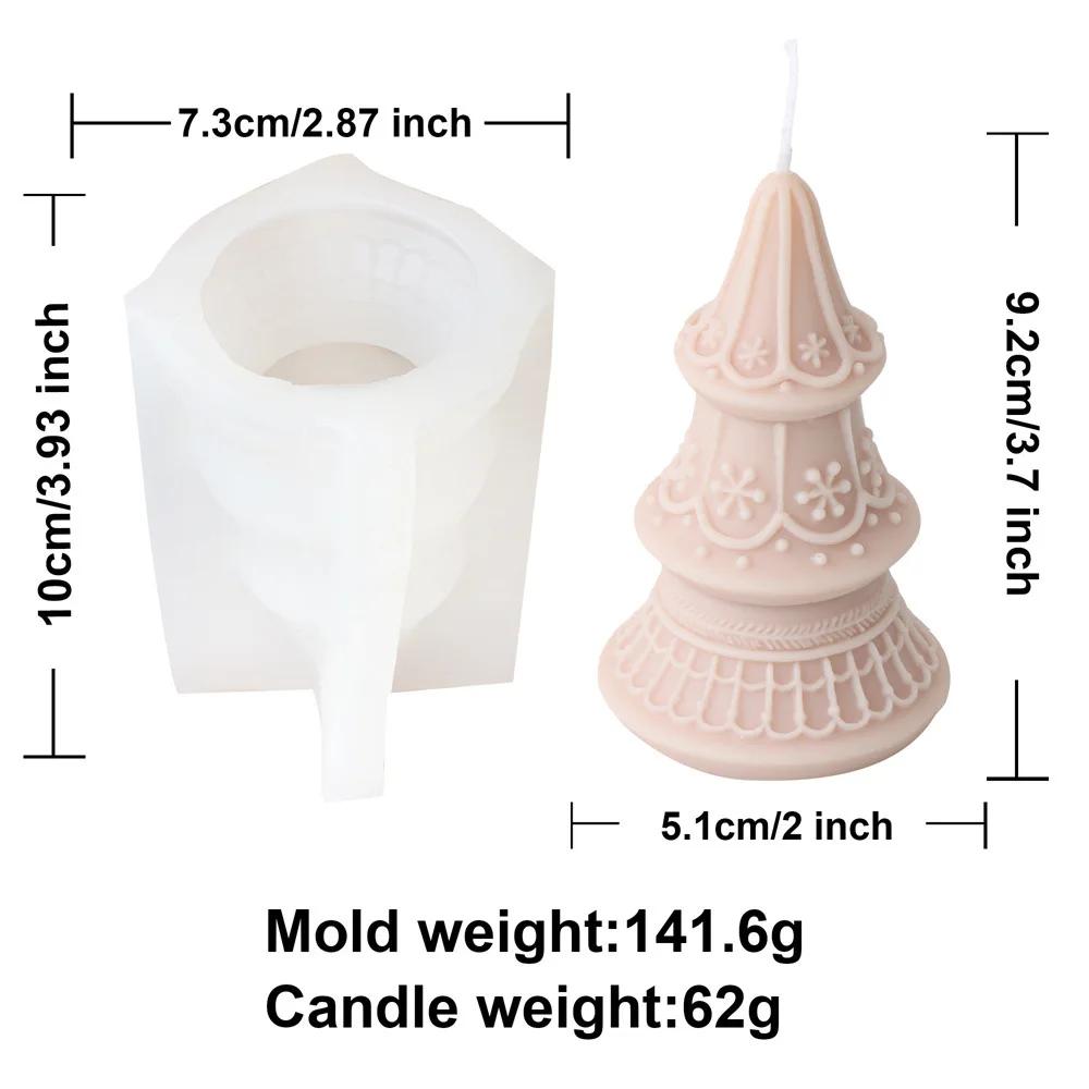 2025 Christmas tree candle silicone mold embossed pattern cone Christmas tree mould Christmas gift lace Santa tree resin molds