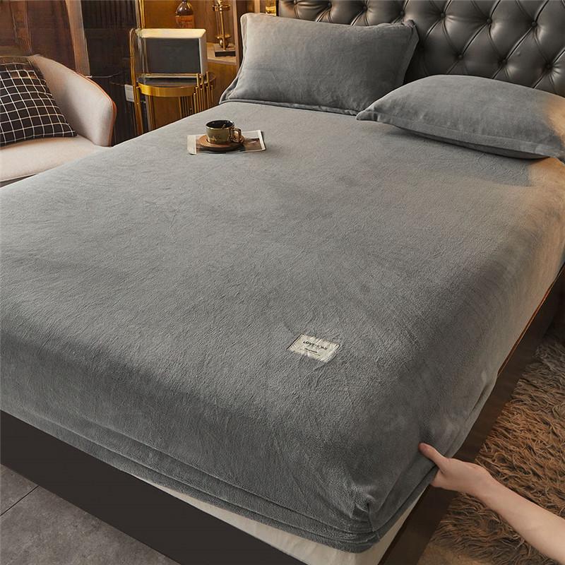 

2026 Зимняя Плюшевая Эластичная Простыня на Резинке Двуспальная Простыня Мягкий Теплый Бархатный Плед Покрывало Защита Матраса Постельное Белье 90 150 180 220 Без Наволочки Bed sheet (90x200x25cm) темно-серого
