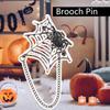 Punk Spiders Net Lapel Pin with Chain Halloween Costume Jewelry Accessories for Women Men, Punk Chain Brooch Lapel Pin