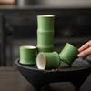1-6 Stück 90ml Kreative Chinesische Keramik Öffnungstassen Grün Schönes Kung Fu Teetassen Set Bambus Teegeschirr Tassen Teeceremonie Teetasse