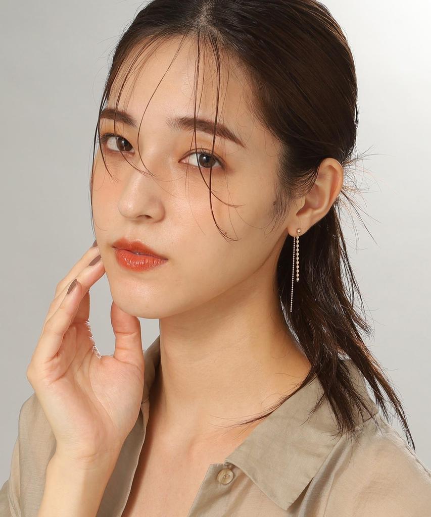 Earrings K10 Ball Chain Front and Back Stud Earrings 40576542 Yellow Gold 00 [Kokoshnik] Women's (100)