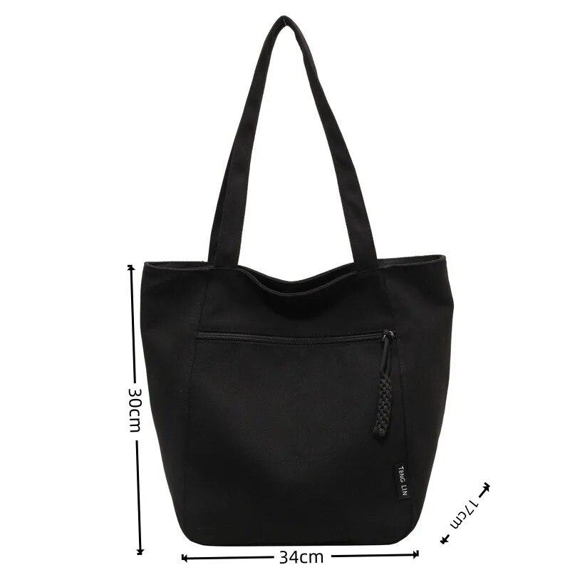 Casual Minimalist Shoulder Bag Large Capacity Niche Solid Handbag High Quality Preppy Style Commuting Versatile Canvas Bag