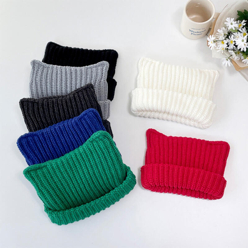 Women s Cat Beanie Animal Ears Cute Hat C6673_Green